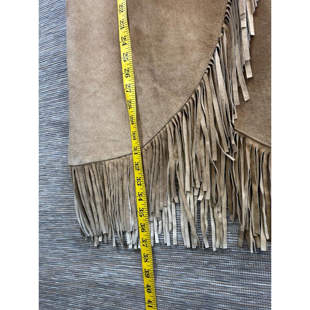 Liz Roberts Robert Elliot Skirt Womens 8 Beige Suede Fringe Wrap Long Boho - Picture 6 of 6